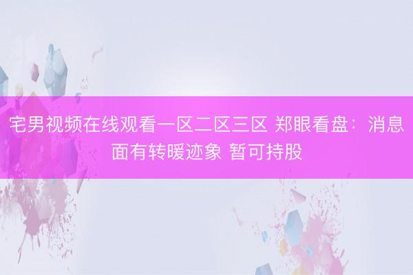 宅男视频在线观看一区二区三区 郑眼看盘：消息面有转暖迹象 暂可持股