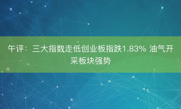 午评：三大指数走低创业板指跌1.83% 油气开采板块强势
