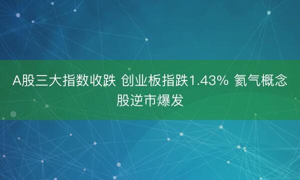 A股三大指数收跌 创业板指跌1.43% 氦气概念股逆市爆发