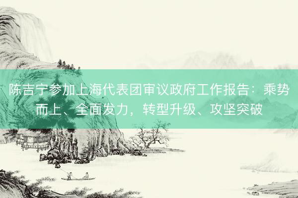 陈吉宁参加上海代表团审议政府工作报告：乘势而上、全面发力，转型升级、攻坚突破