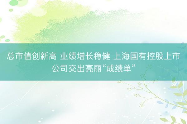 总市值创新高 业绩增长稳健 上海国有控股上市公司交出亮丽“成绩单”