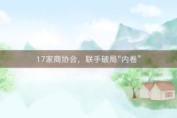 17家商协会，联手破局“内卷”