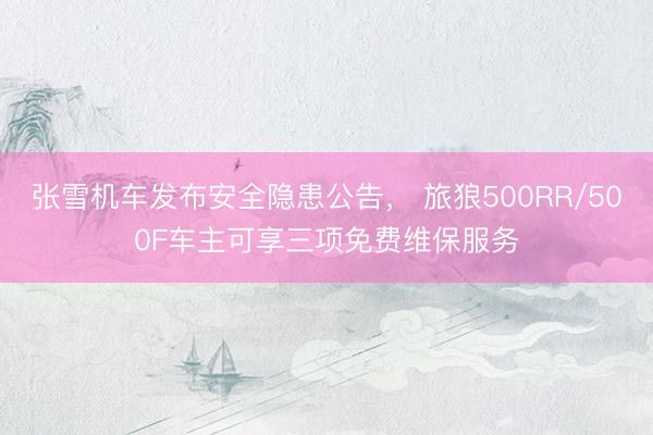 张雪机车发布安全隐患公告， 旅狼500RR/500F车主可享三项免费维保服务