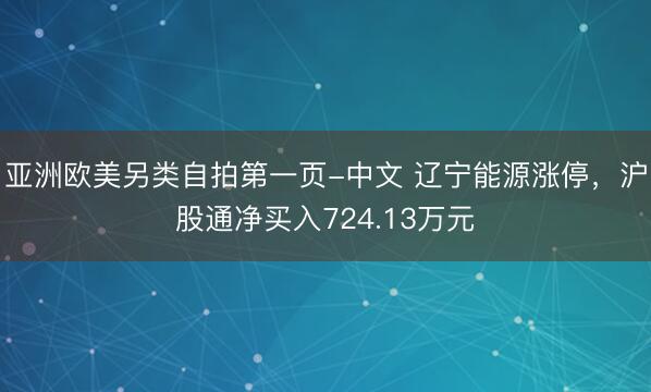 亚洲欧美另类自拍第一页-中文 辽宁能源涨停，沪股通净买入724.13万元