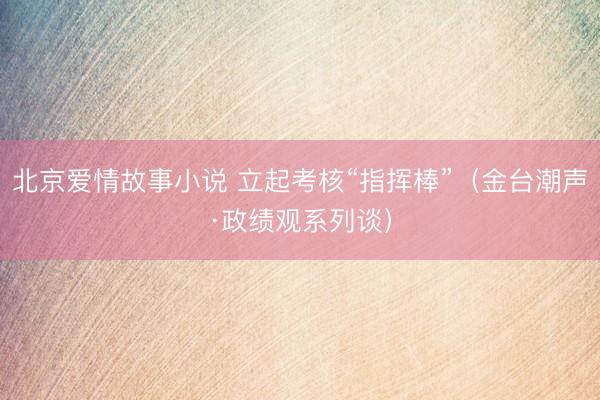 北京爱情故事小说 立起考核“指挥棒”（金台潮声·政绩观系列谈）