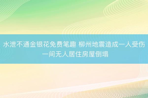水泄不通金银花免费笔趣 柳州地震造成一人受伤 一间无人居住房屋倒塌