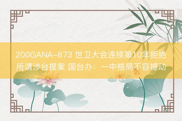 200GANA-873 世卫大会连续第10年拒绝所谓涉台提案 国台办:一中格局不容撼动