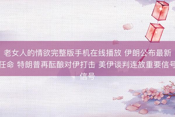 老女人的情欲完整版手机在线播放 伊朗公布最新任命 特朗普再酝酿对伊打击 美伊谈判连放重要信号