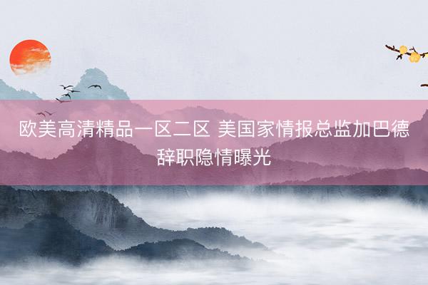 欧美高清精品一区二区 美国家情报总监加巴德辞职隐情曝光