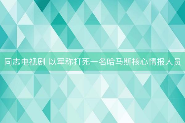 同志电视剧 以军称打死一名哈马斯核心情报人员