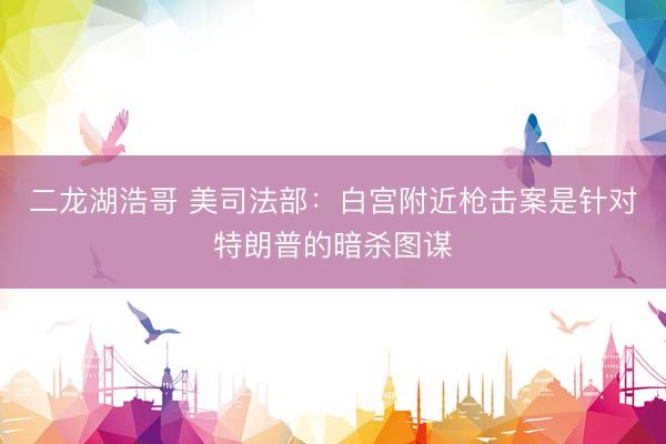 二龙湖浩哥 美司法部：白宫附近枪击案是针对特朗普的暗杀图谋
