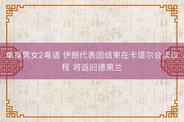 单身男女2粤语 伊朗代表团结束在卡塔尔会谈议程 将返回德黑兰