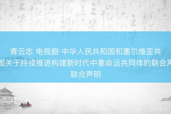青云志 电视剧 中华人民共和国和塞尔维亚共和国关于持续推进构建新时代中塞命运共同体的联合声明