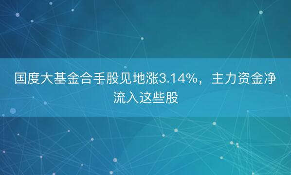 国度大基金合手股见地涨3.14%，主力资金净流入这些股