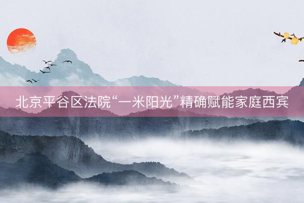 北京平谷区法院“一米阳光”精确赋能家庭西宾