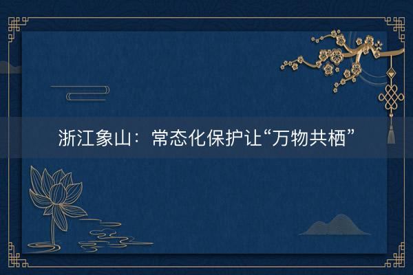 浙江象山：常态化保护让“万物共栖”