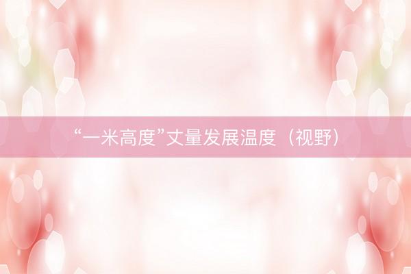 “一米高度”丈量发展温度（视野）