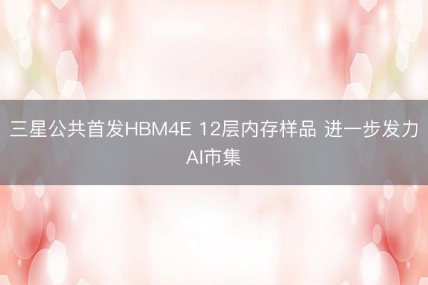 三星公共首发HBM4E 12层内存样品 进一步发力AI市集