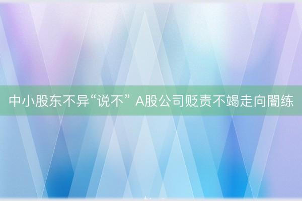 中小股东不异“说不” A股公司贬责不竭走向闇练