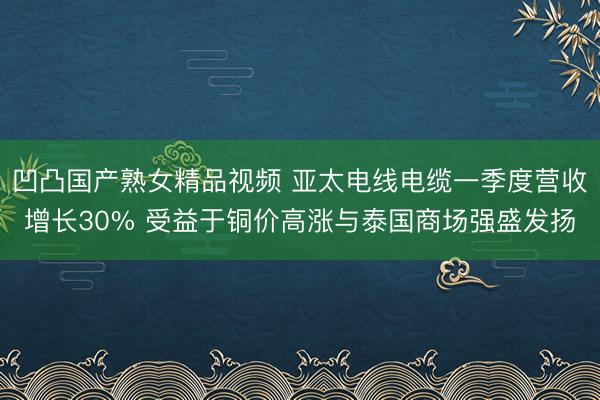 凹凸国产熟女精品视频 亚太电线电缆一季度营收增长30% 受益于铜价高涨与泰国商场强盛发扬