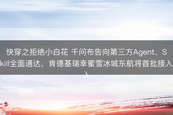 快穿之拒绝小白花 千问布告向第三方Agent、Skill全面通达，肯德基瑞幸蜜雪冰城东航将首批接入