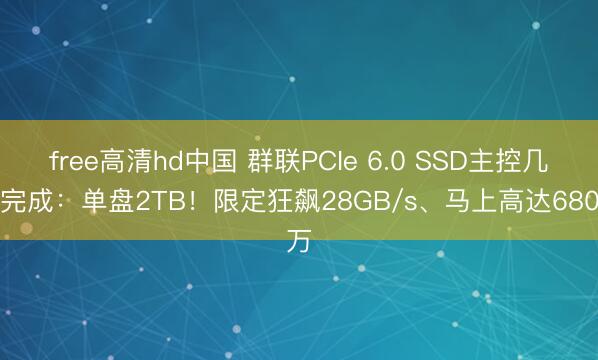 free高清hd中国 群联PCIe 6.0 SSD主控几近完成：单盘2TB！限定狂飙28GB/s、马上高达680万