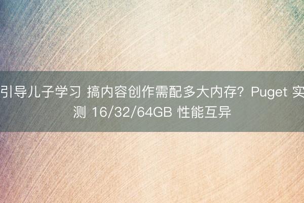 引导儿子学习 搞内容创作需配多大内存？Puget 实测 16/32/64GB 性能互异