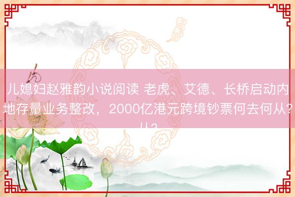 儿媳妇赵雅韵小说阅读 老虎、艾德、长桥启动内地存量业务整改，2000亿港元跨境钞票何去何从？