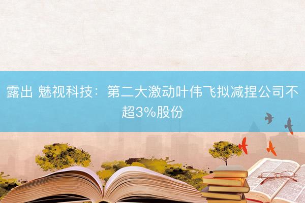 露出 魅视科技：第二大激动叶伟飞拟减捏公司不超3%股份