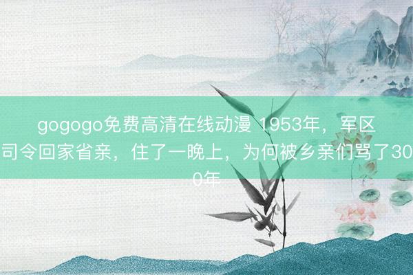 gogogo免费高清在线动漫 1953年,军区副司令回家省亲,住了一晚上,为何被乡亲们骂了30年