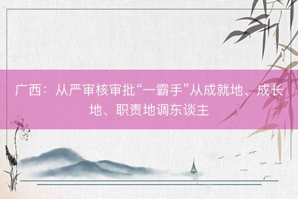 广西：从严审核审批“一霸手”从成就地、成长地、职责地调东谈主